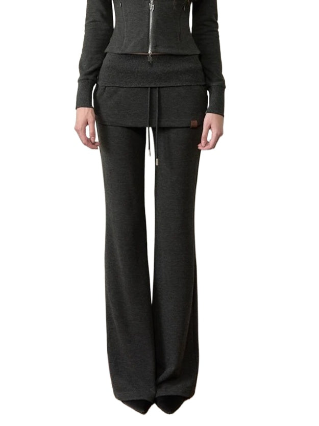 Gray & Khaki Wide-Leg Panel Sweatpants