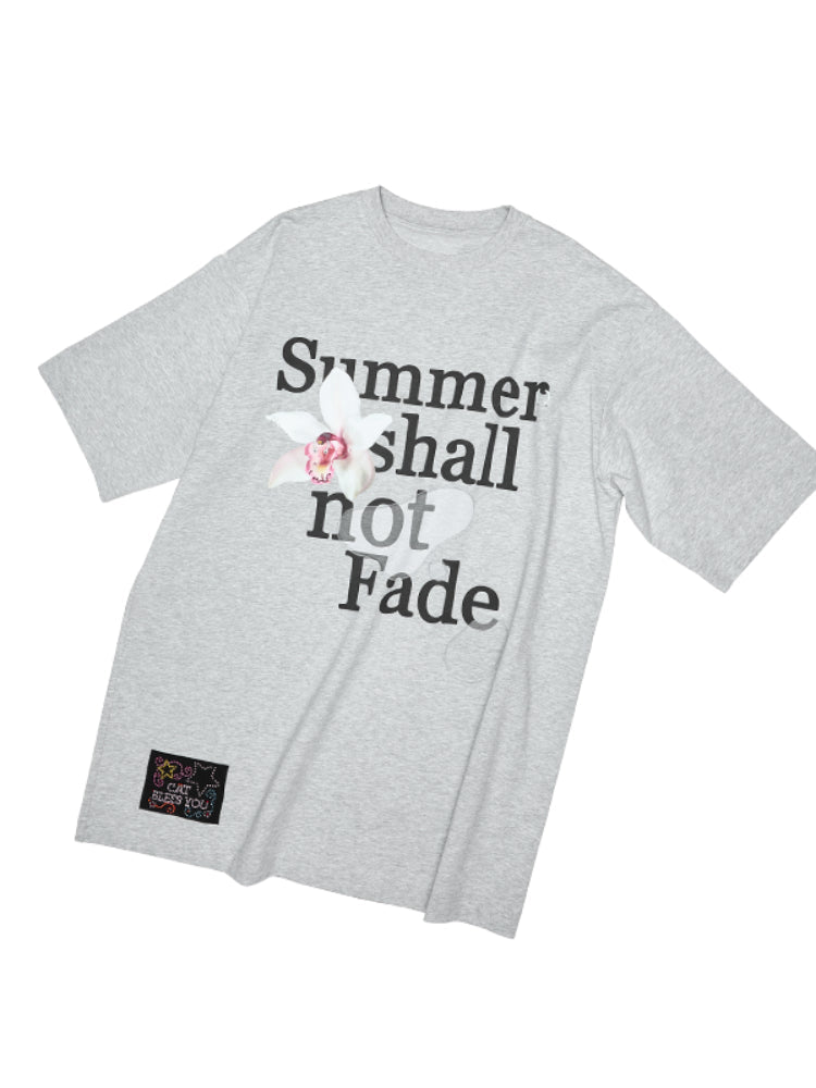 Oversize Floral Alphabet Printed T-shirt