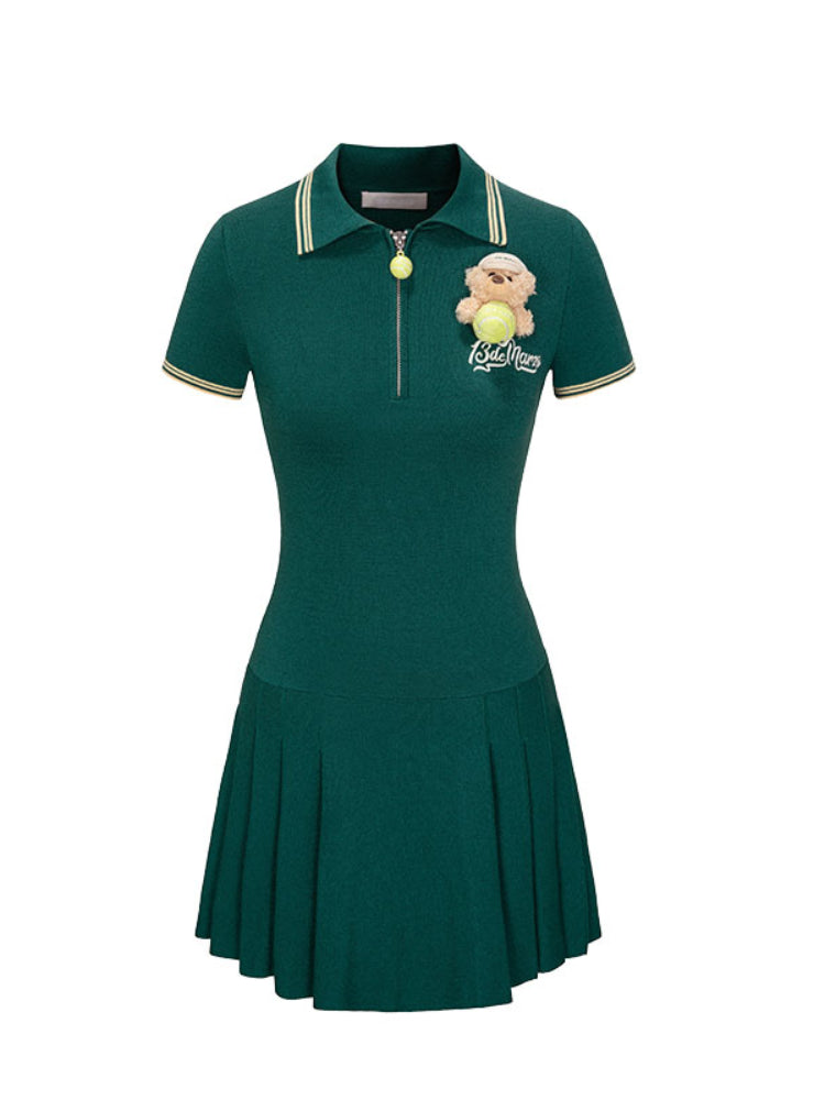 Tennis Polo-Neck Slim Fit Pleated Dress