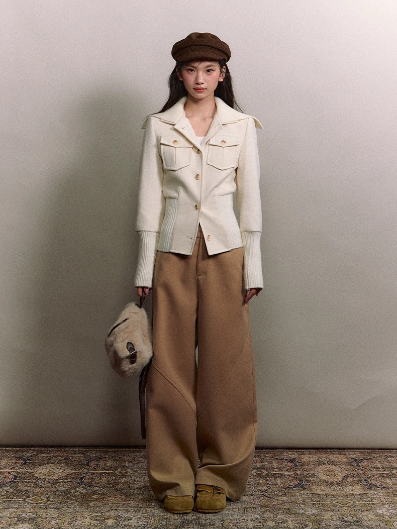 Vintage Sailor Collar Woolen Jacket