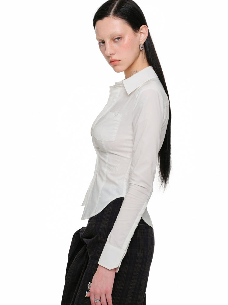 Faux Two-Piece Buttoned Slim Fit Shirt & Skirt Set