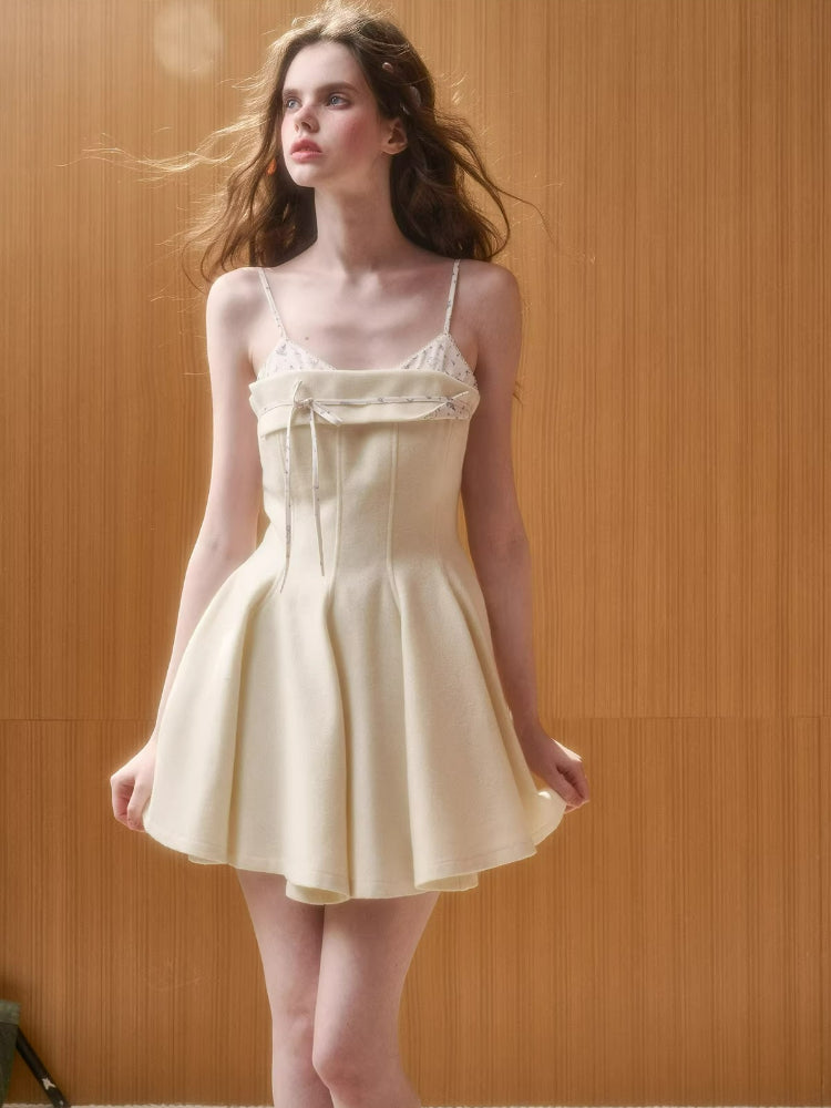Faux-Layer Wool Slip Dress