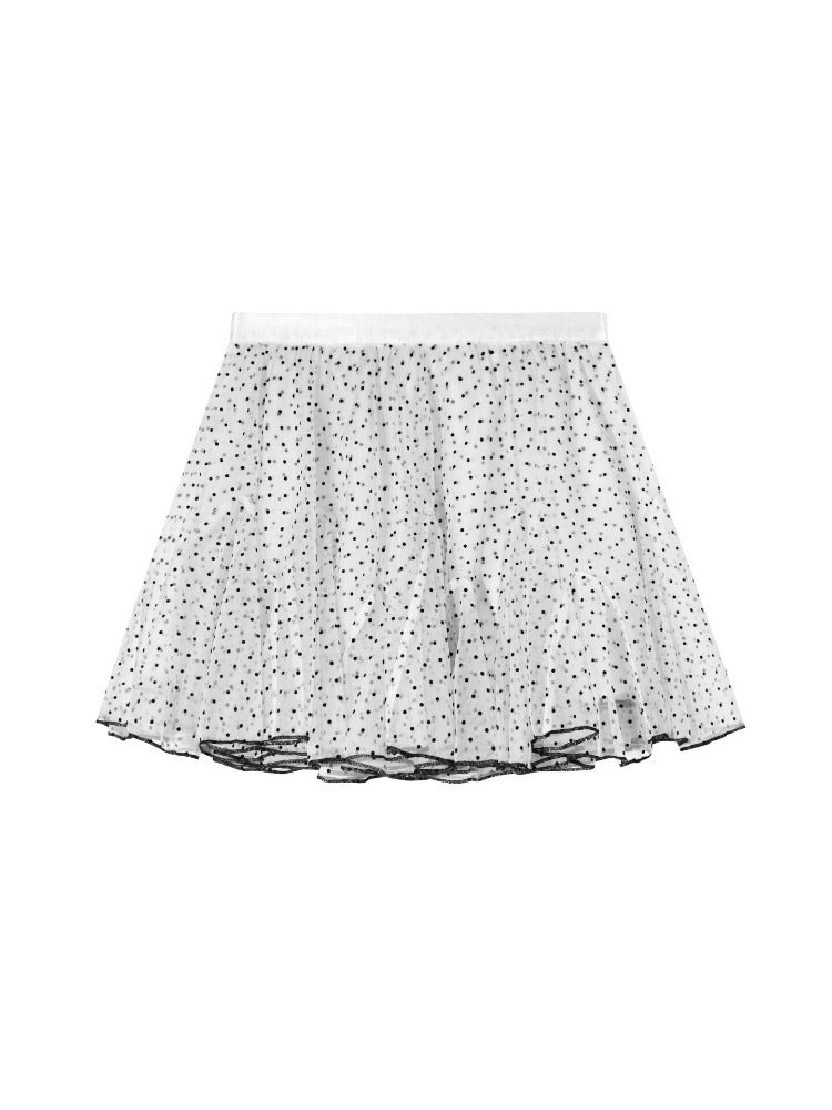 Polka Dot Mesh Mini Skirt