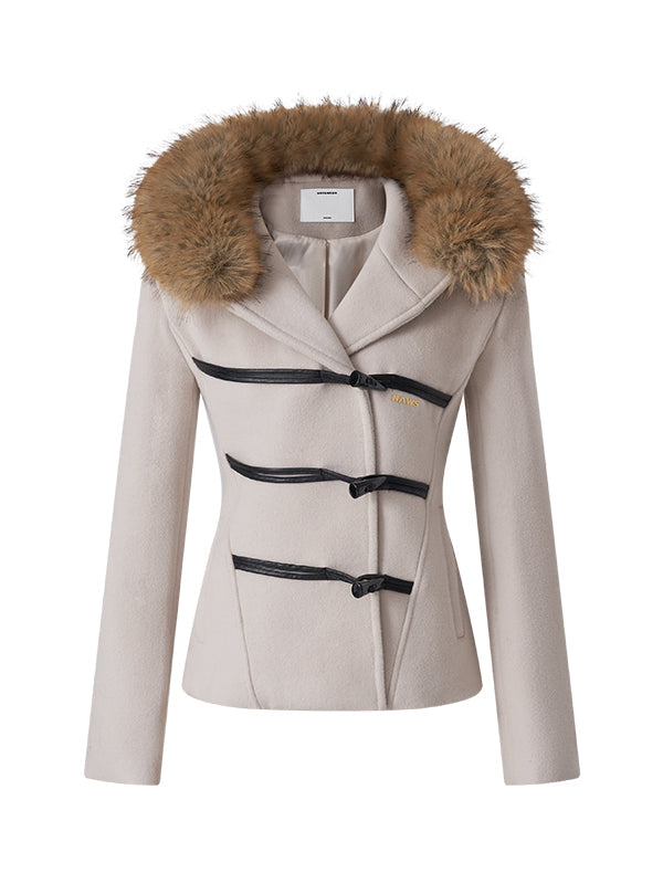 Black & Oatmeal Wool Toggle Coat