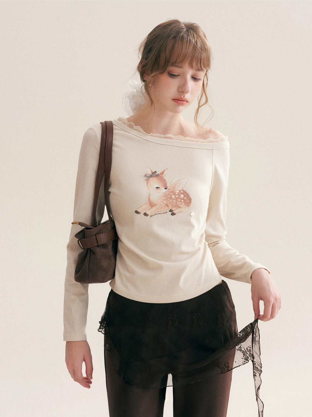 Lace Print Cotton Top
