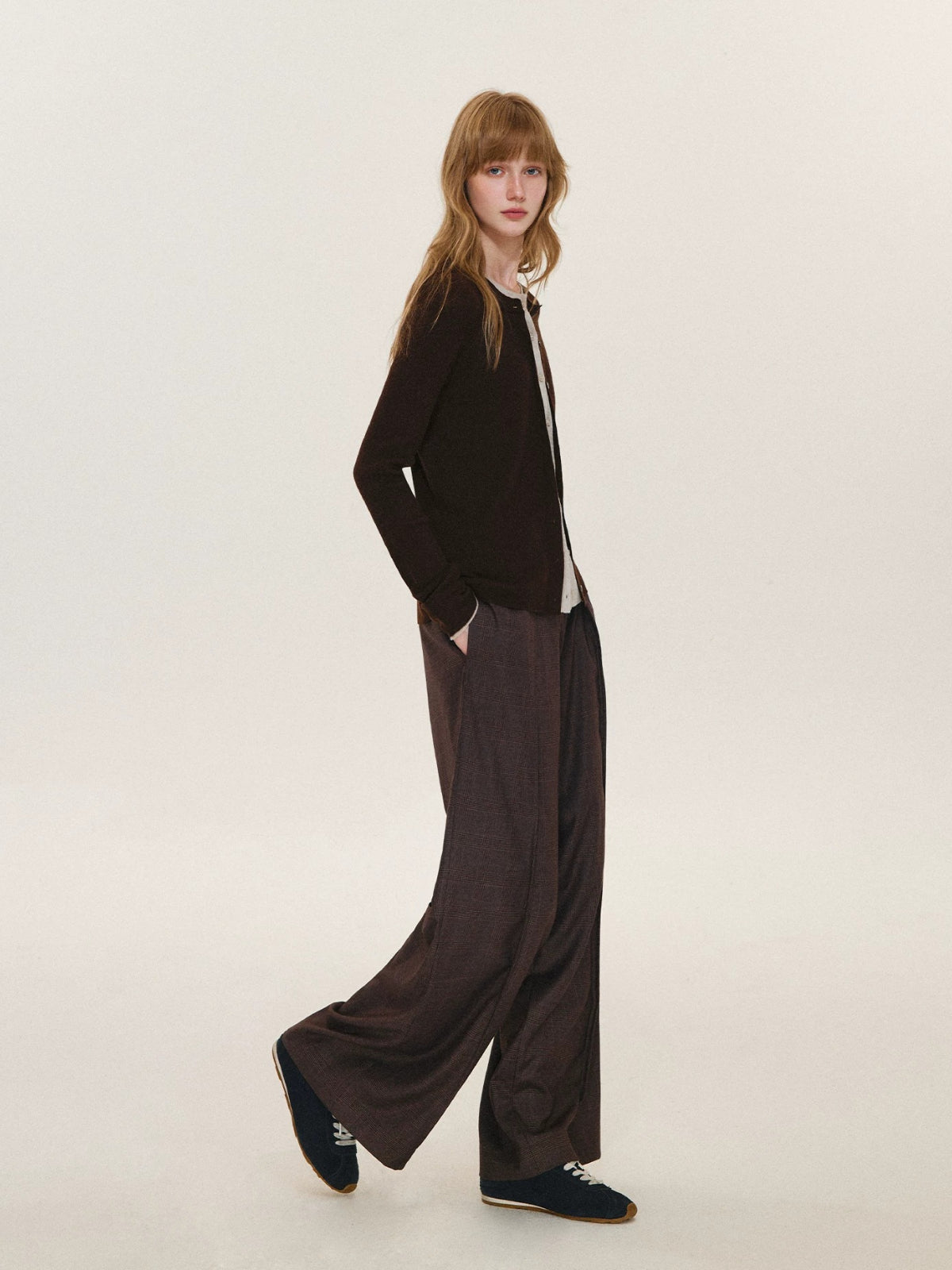 Contrast Layered Wool Blend Cardigan
