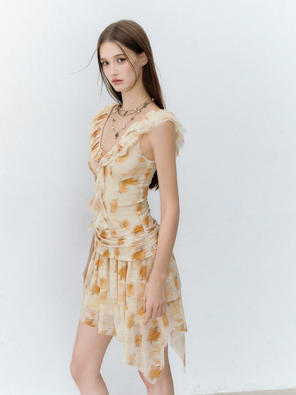 Floral Ruffle Waist Dress
