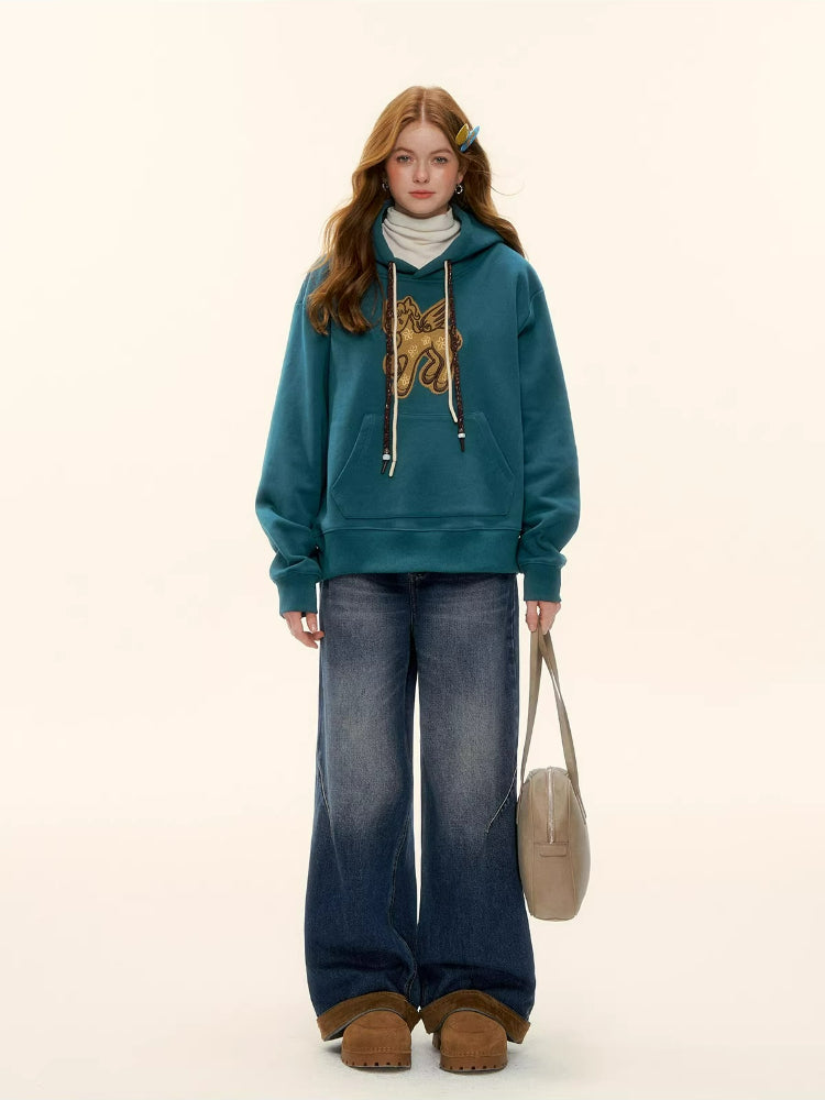 Pony Embroidery Fleece Hoodie