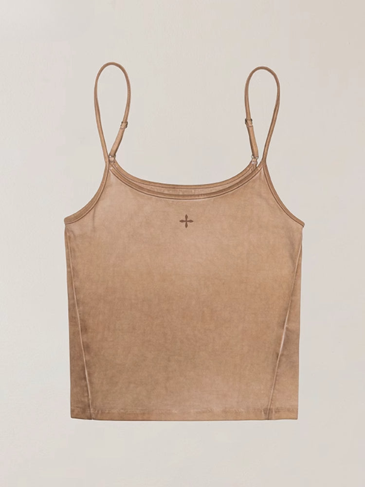 Vintage Storm Fade Dye Long Camisole Wild Horse Brown