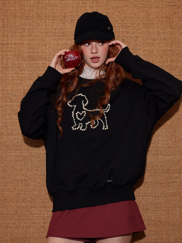 Embroidered Animal Knit Sweatshirt