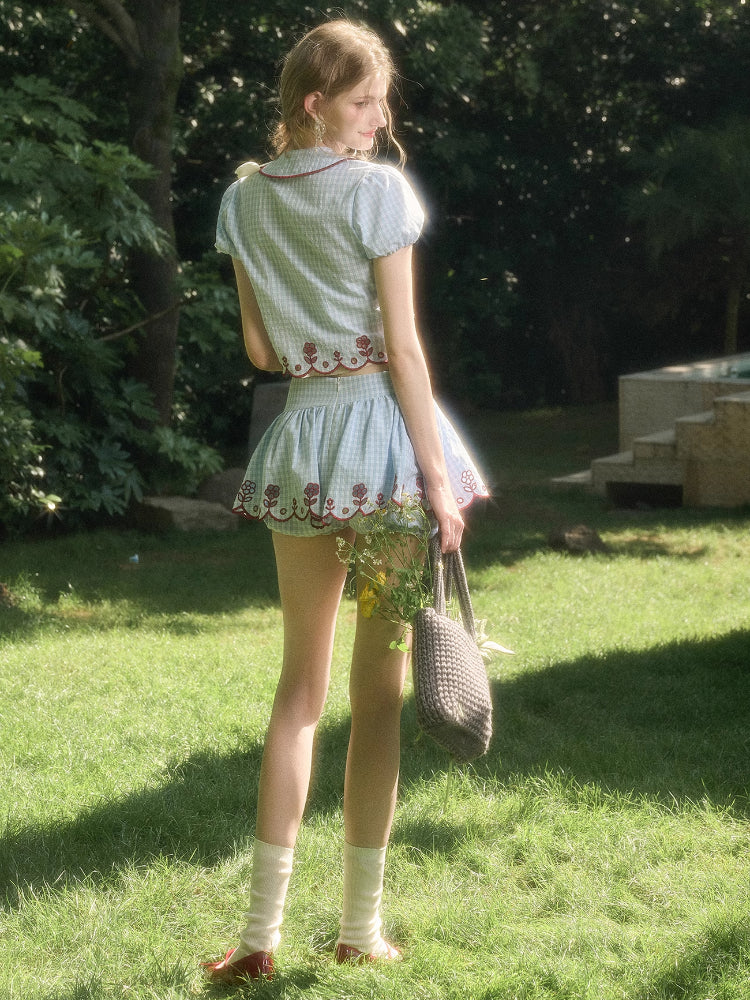 Lace Embroidered Airy Shirt & Skirt Set