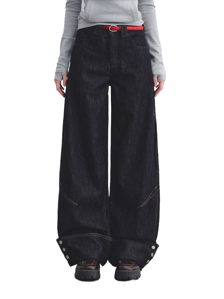 Red Waist Wide-Leg Pants
