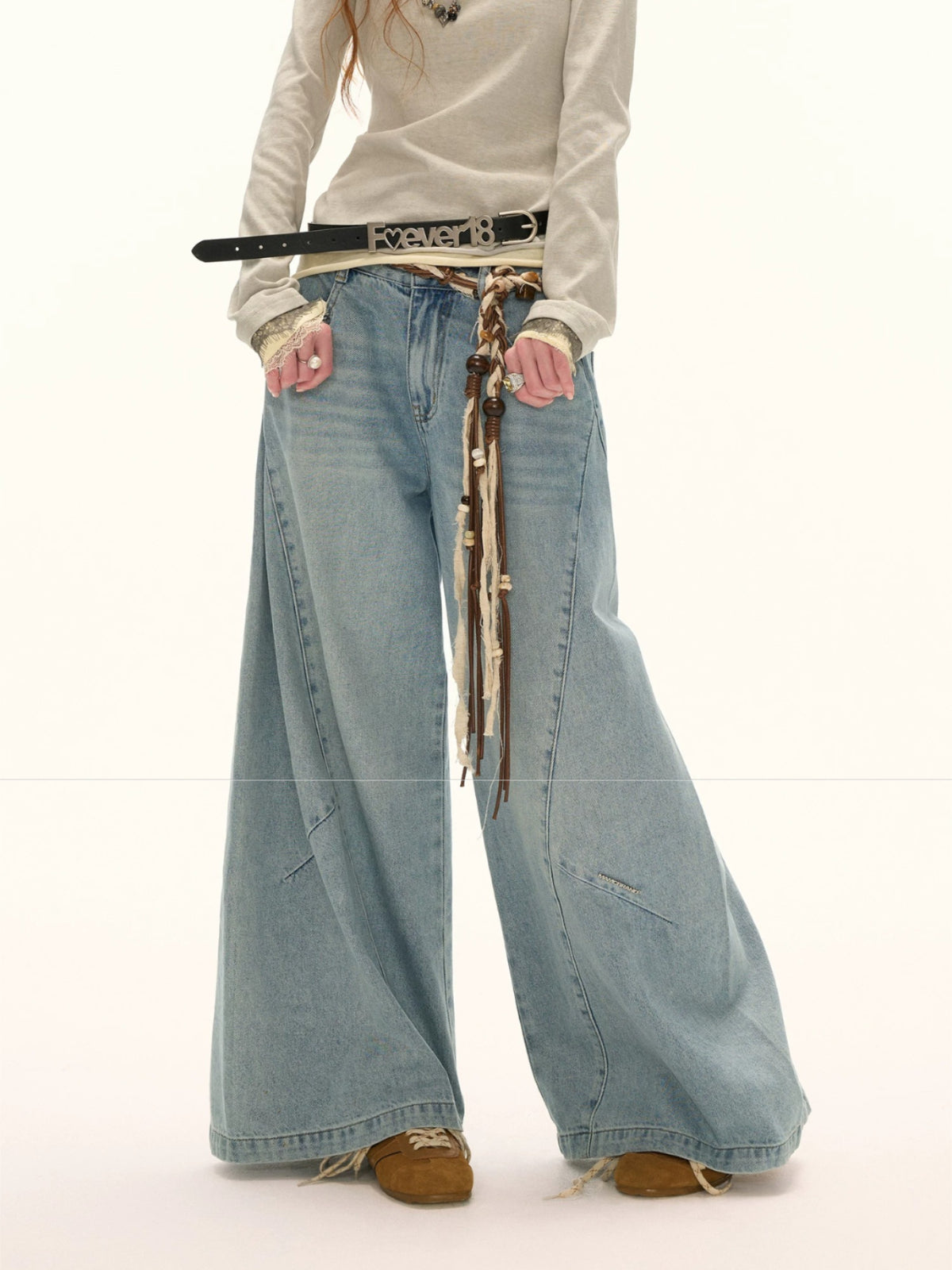 Washed Vintage Wide-Leg Jeans