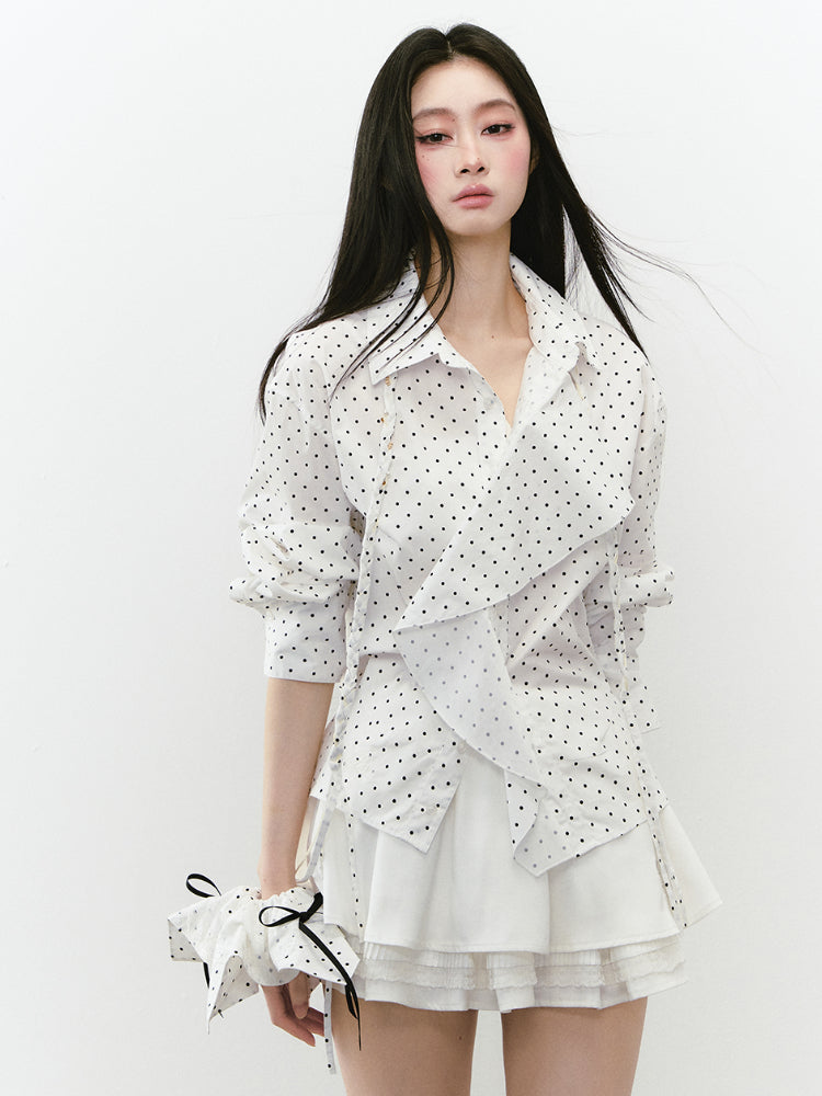 Waist-Cinched Layered Sunshade Short Shirt