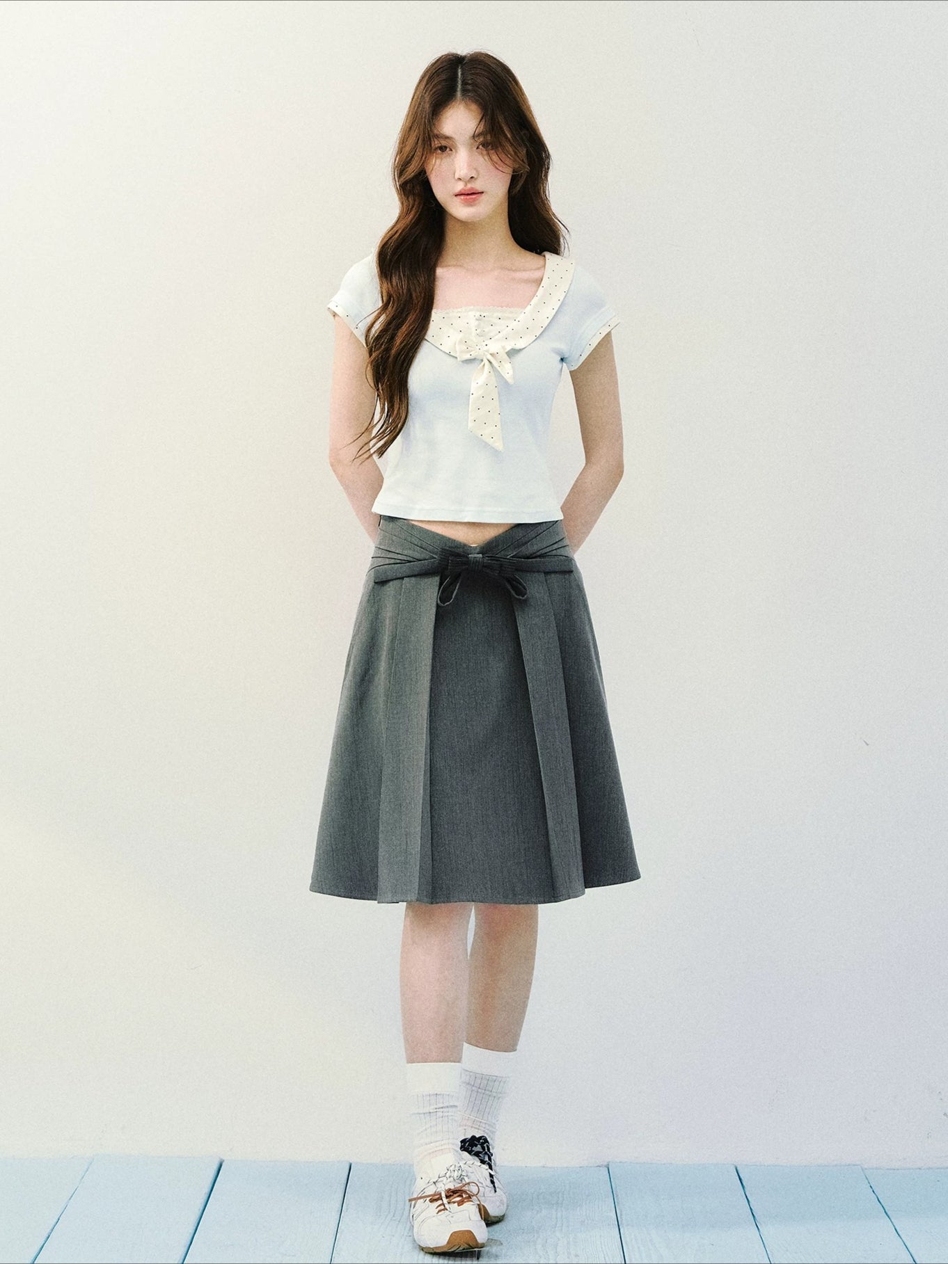 Green & Blue Bowtie Ruffle Tee