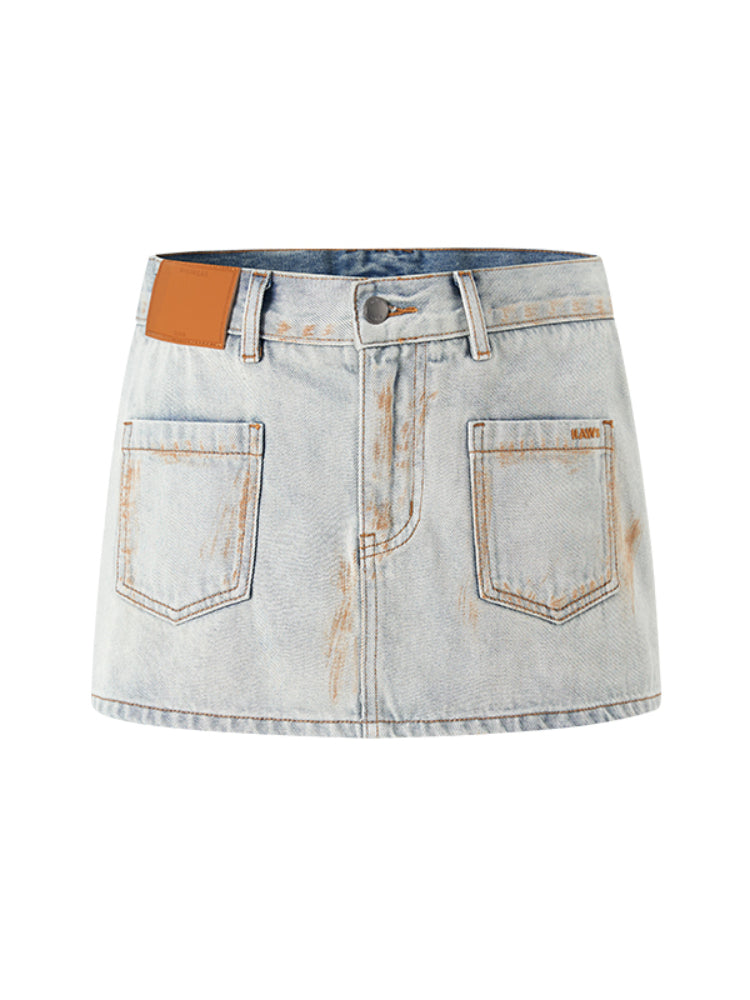 Fold-structured Low-waist Skirt