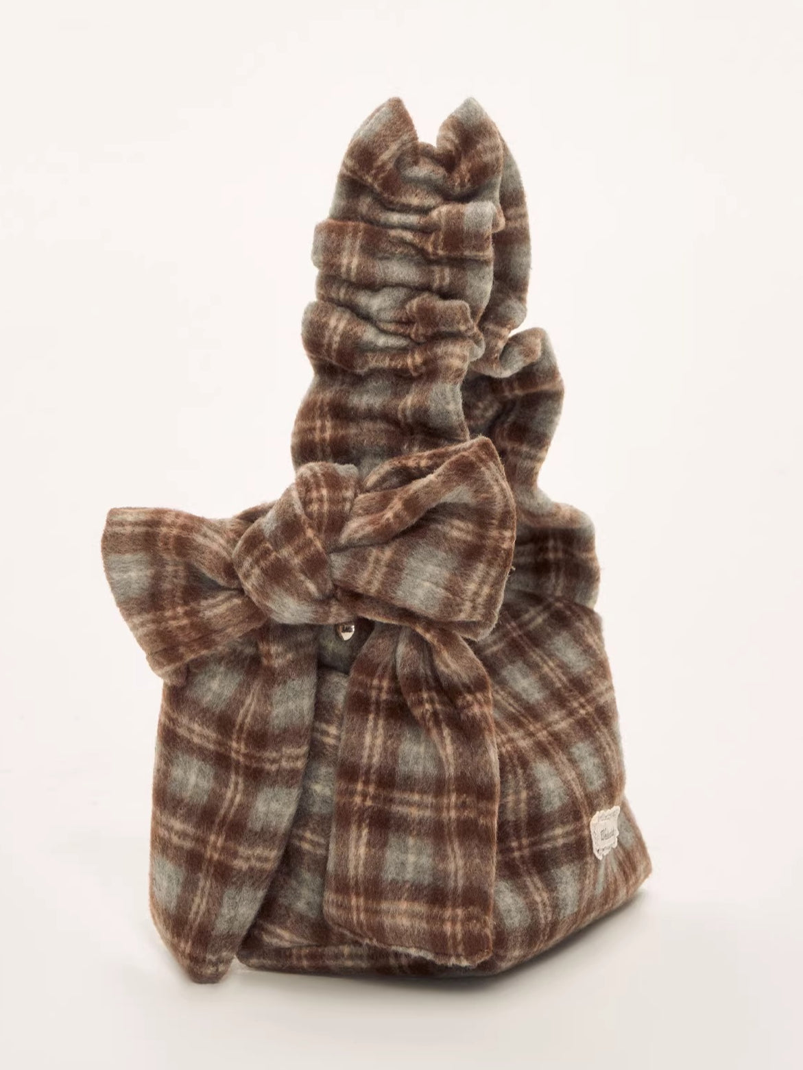 Brown Vintage Bow Plaid Bag