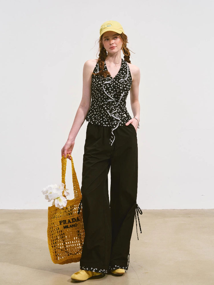 V-Neck Lace Halter Vest