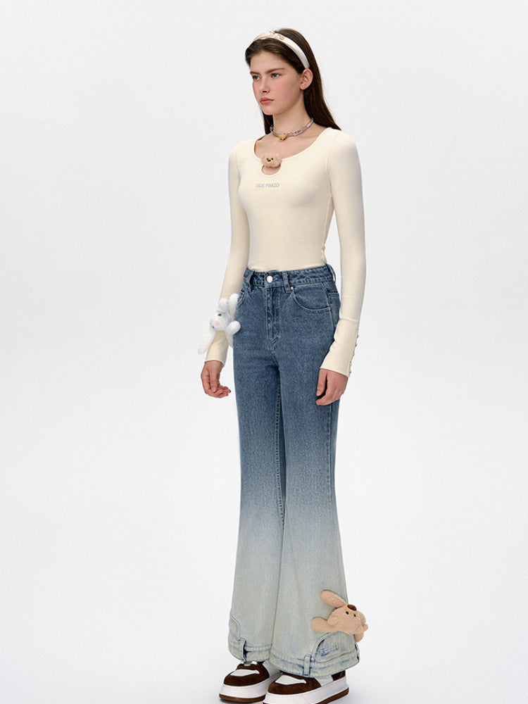 Blue & Black Gradient Flared Jeans