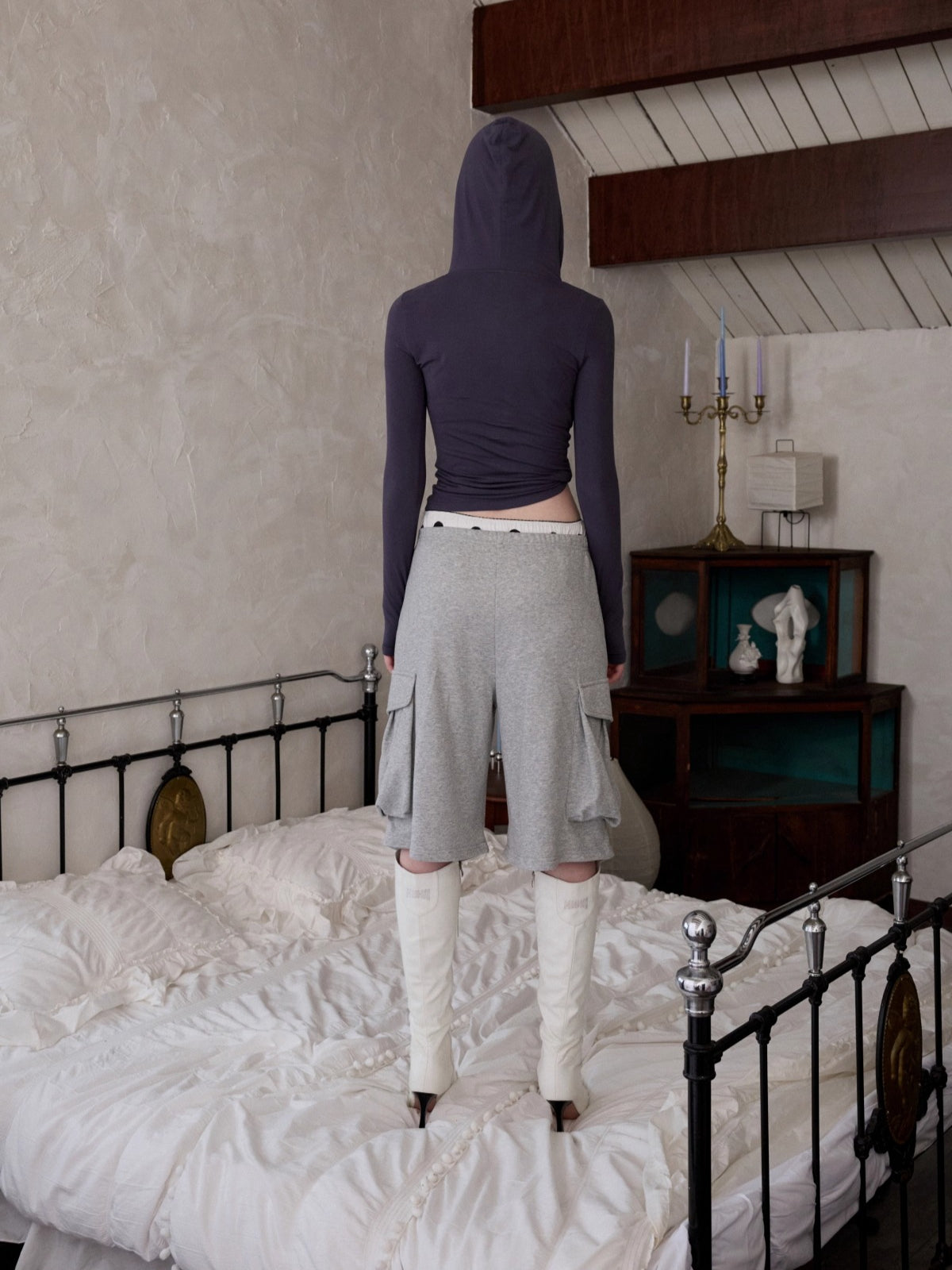 Hooded Zip Slim Long-Sleeve T-shirt