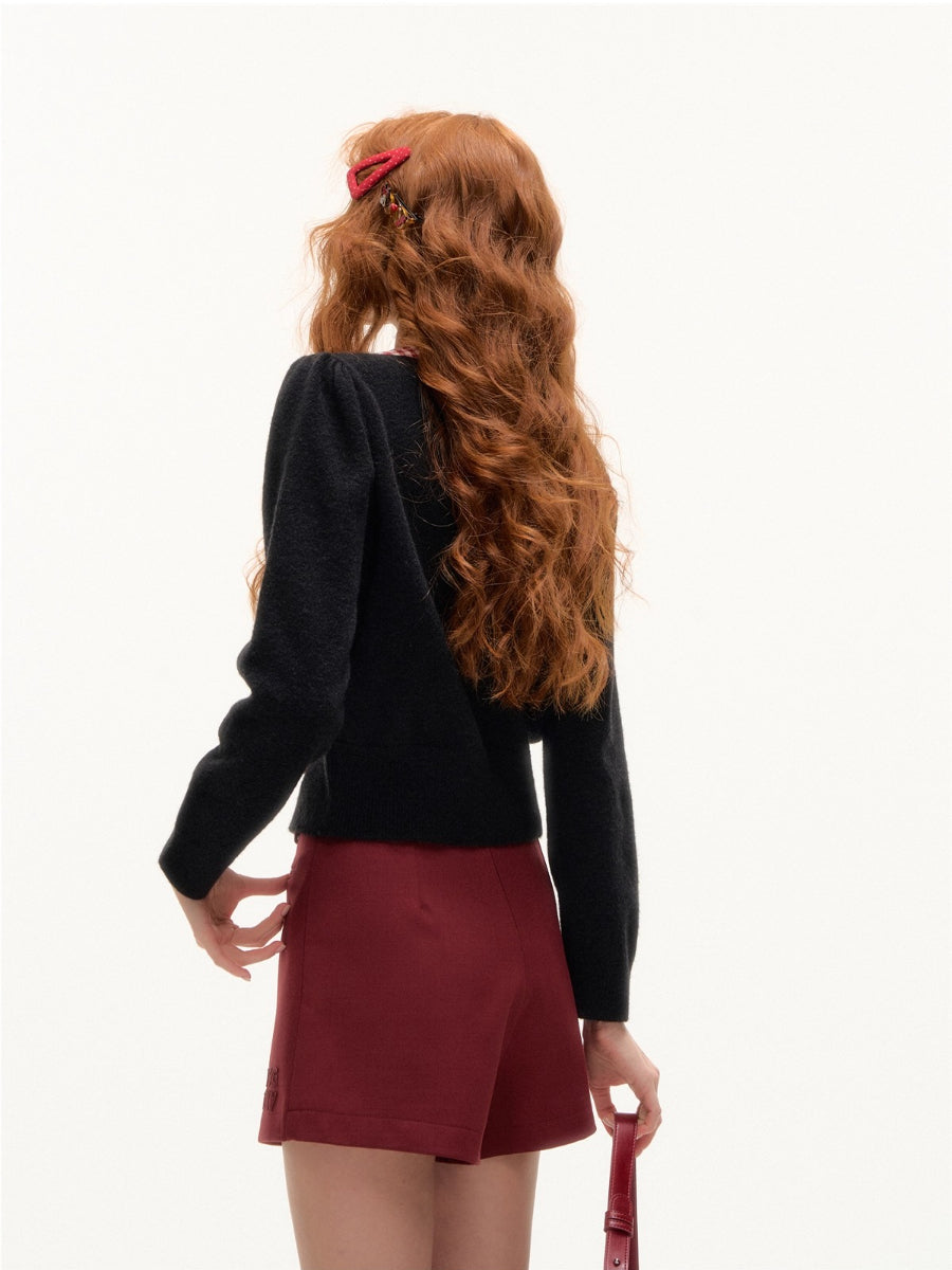 Plaid Bow-Tie Round Neck Knitted Cardigan