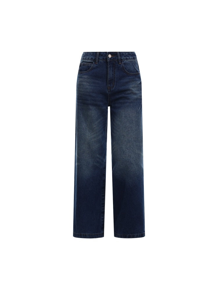 Vintage Whiskered Wide-Leg Jeans