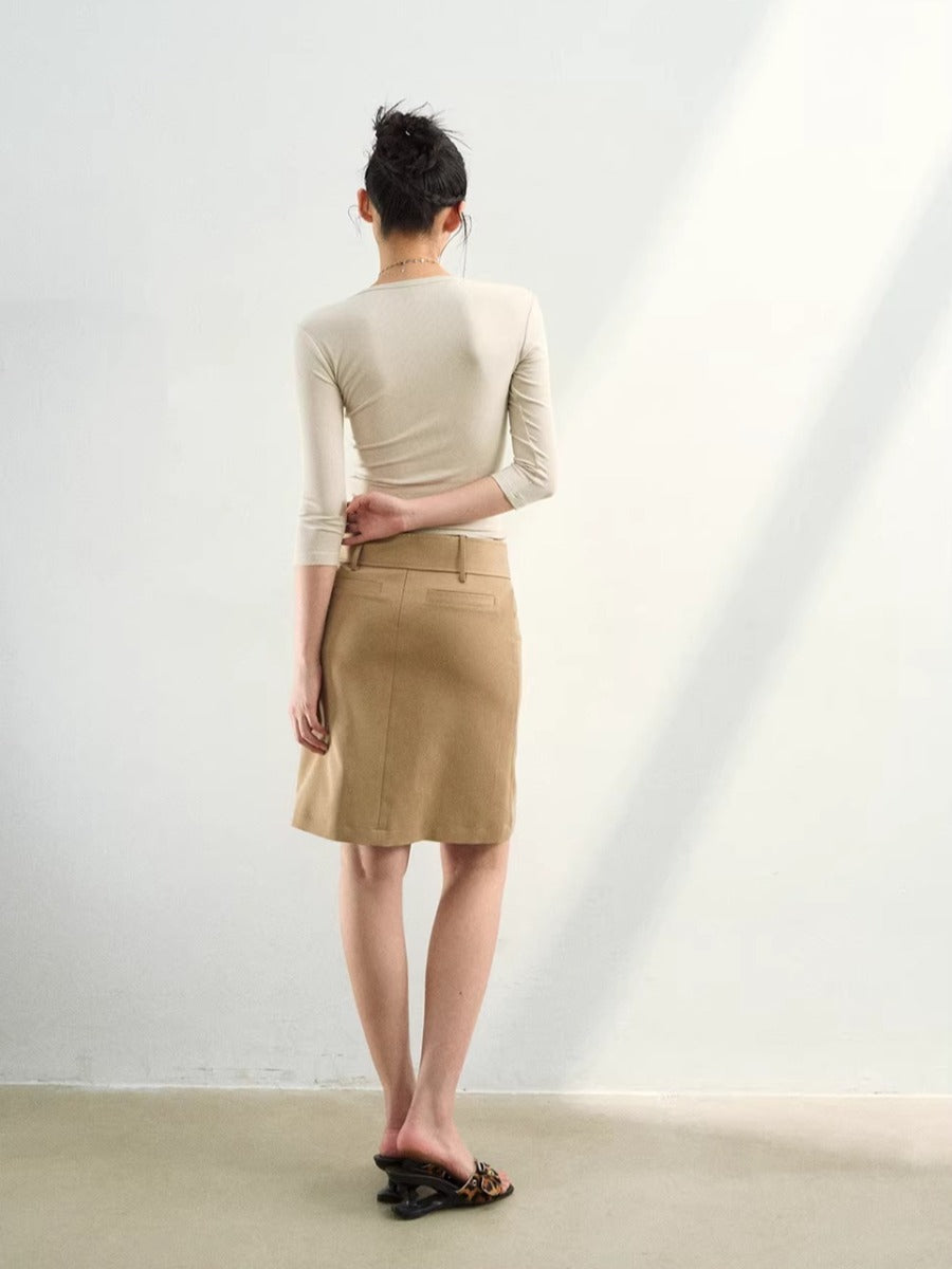 Belted A-Line Skirt