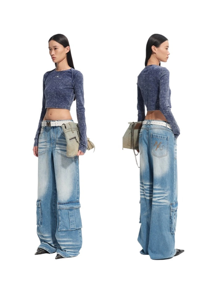 Washed Denim Long-Sleeve T-shirt