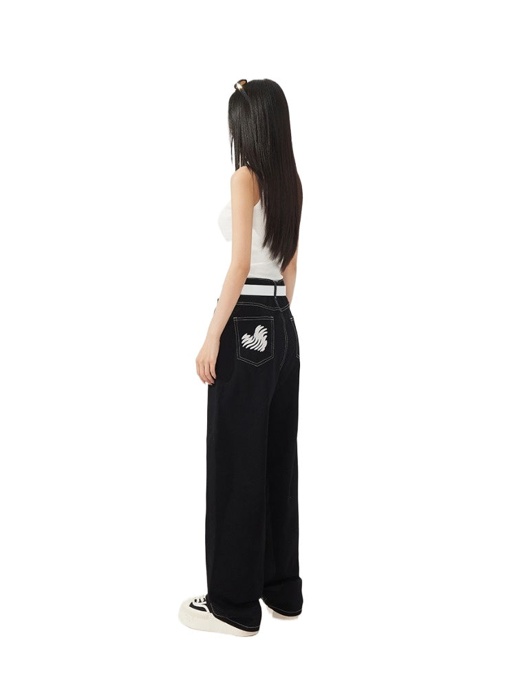 Heart Denim Wide-Leg Pants