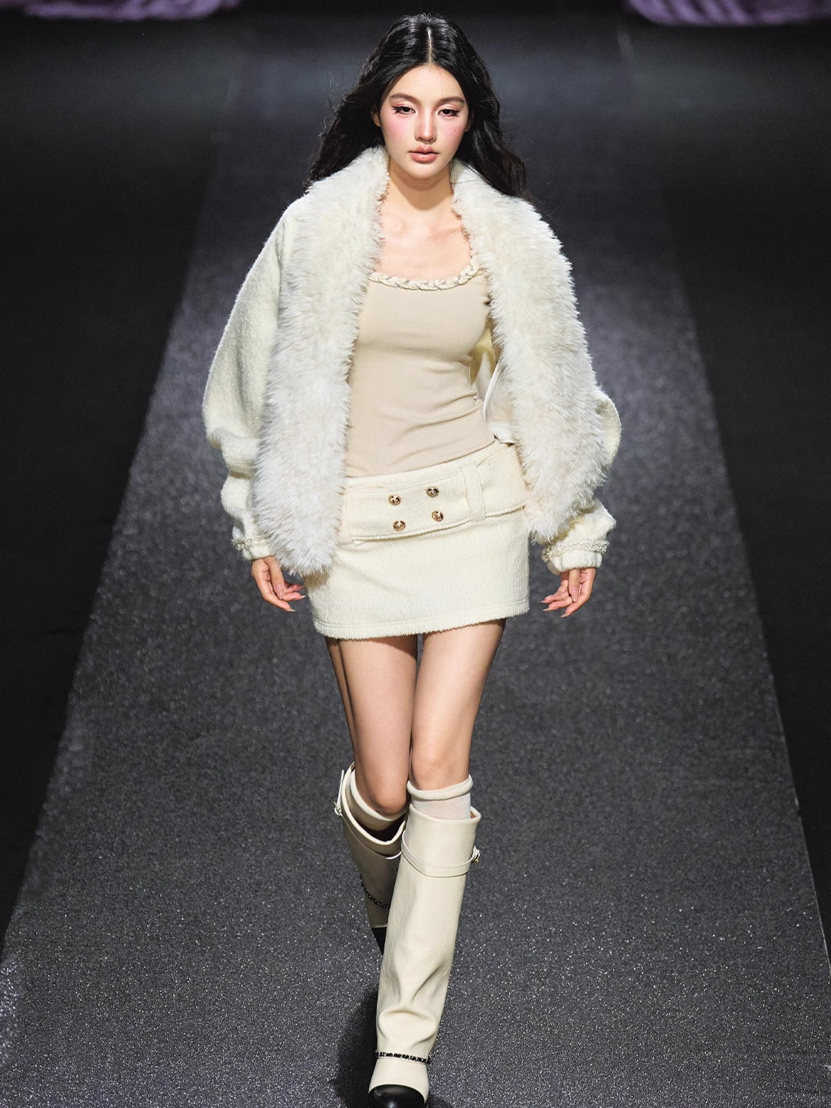 Wool Belted A-Line Skirt