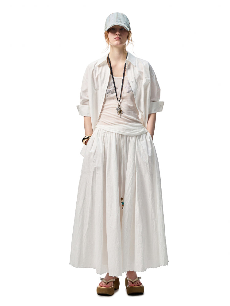 Striped Beaded A-line Skirt