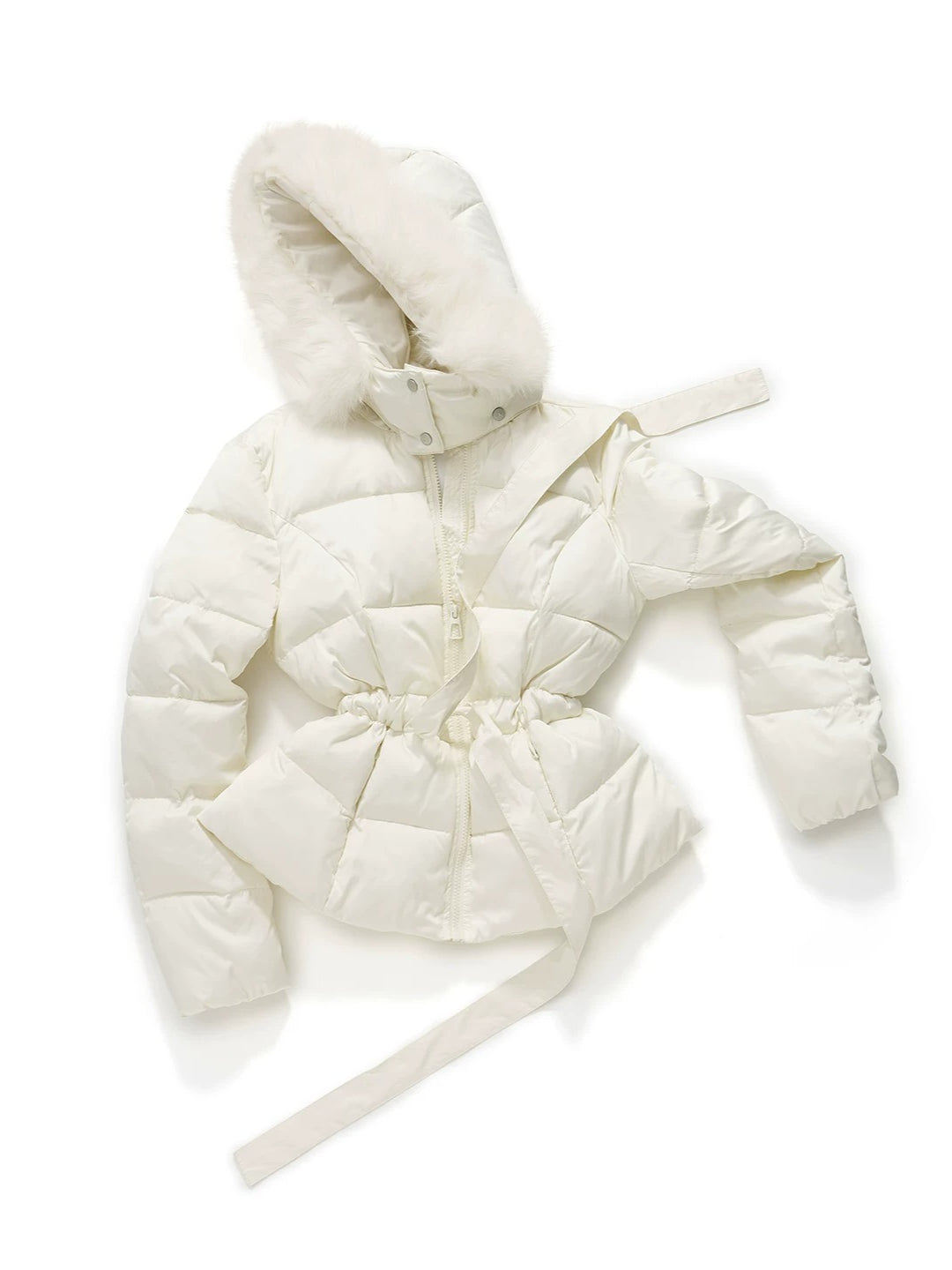 White Detachable Fur Collar Down Jacket