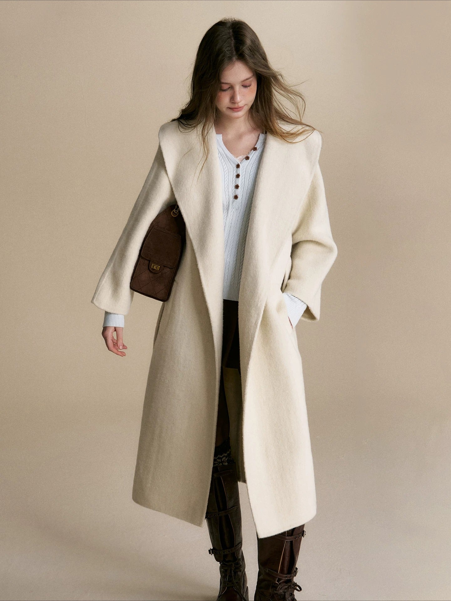 Almond Wool Blend Coat