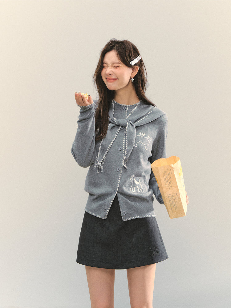 Anti-exposure Applique Pocket Suit Skort