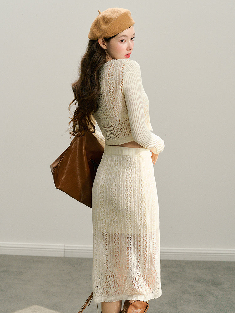 Beige Knitted Lightweight Cardigan