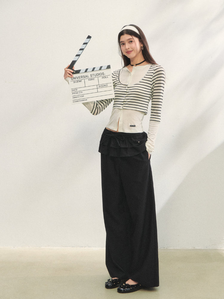 Striped Two-piece Contrast Color Cardigan