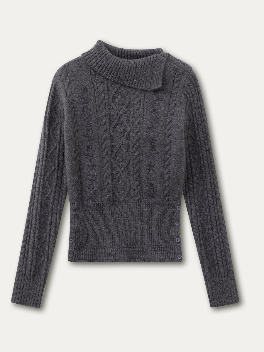 Cable-Knit Mock-Neck Sweater