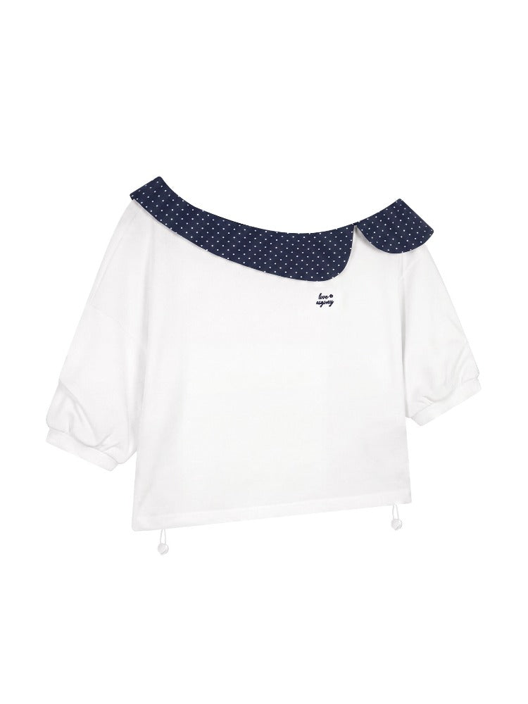 Polka-Dot Off-Shoulder Top & Skirt Set