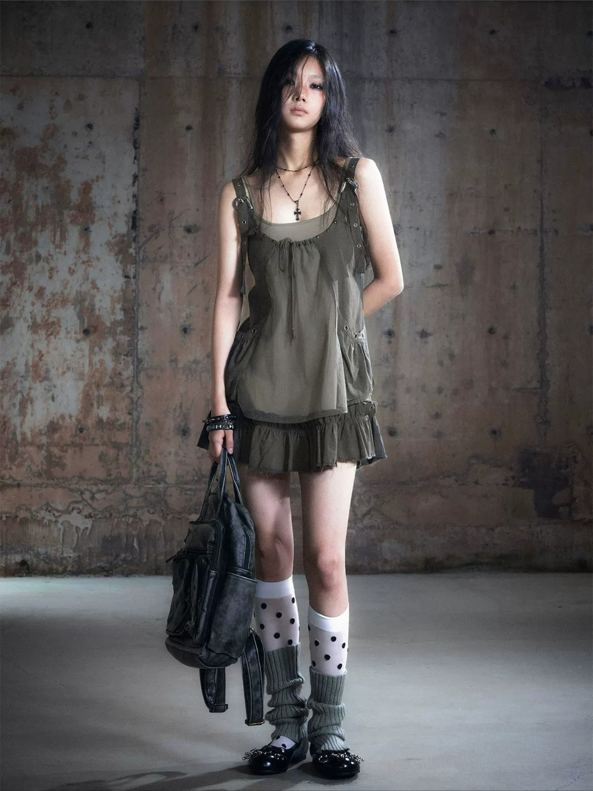 Layered Mesh Slip Dress