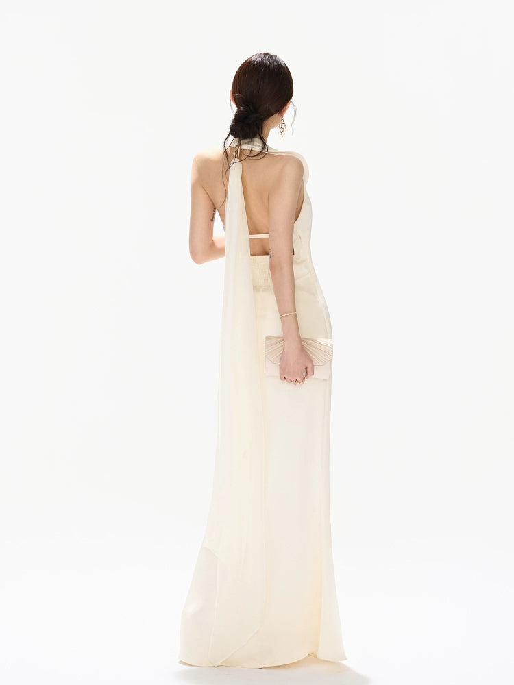 Ribbon Halter Satin Dress