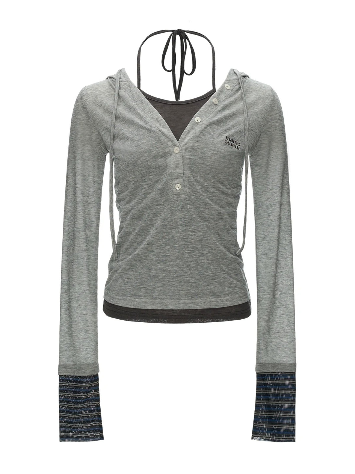 Layered Hooded Contrast Top