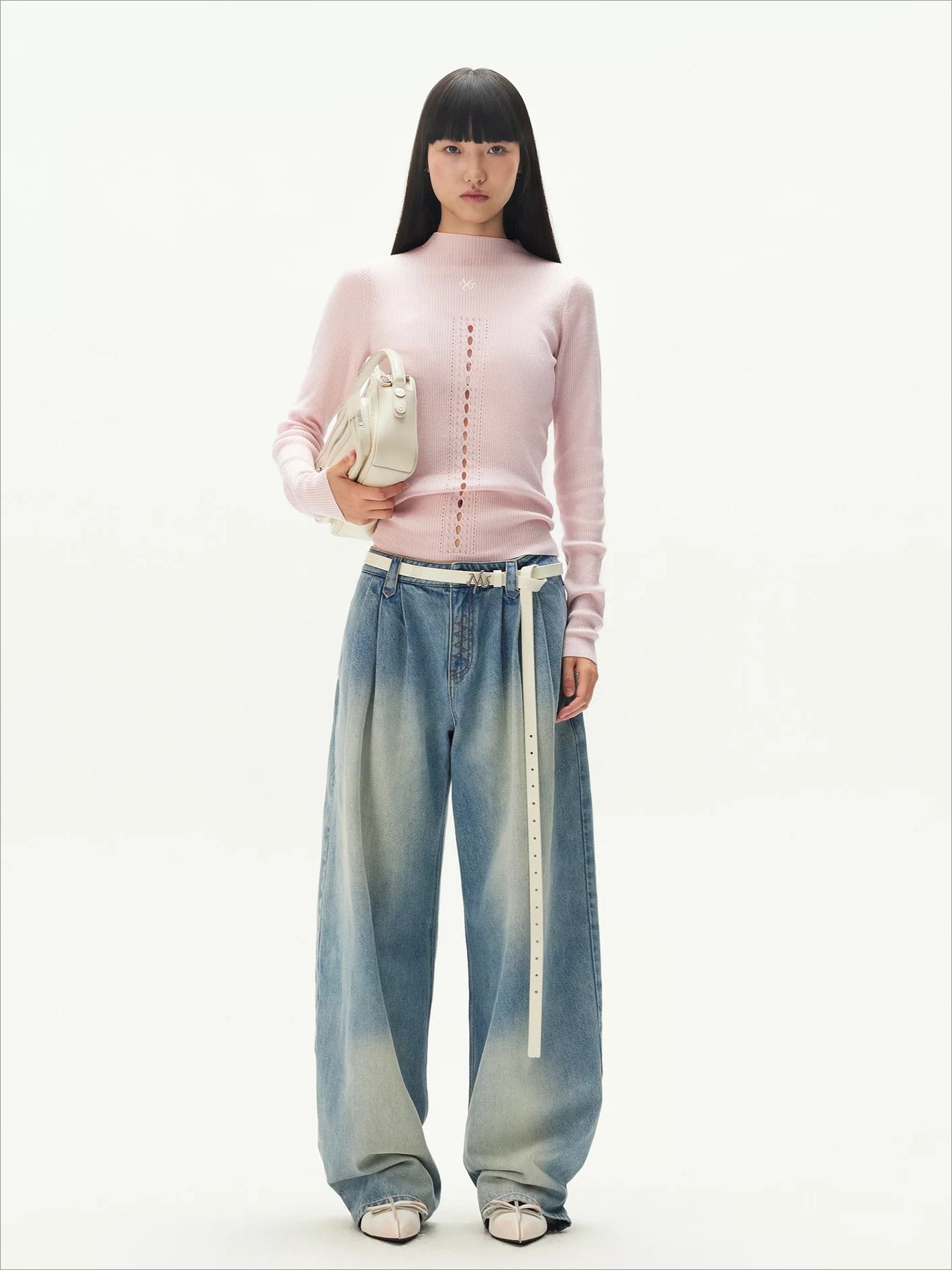 Ballet Cutout Ribbed Knit Top