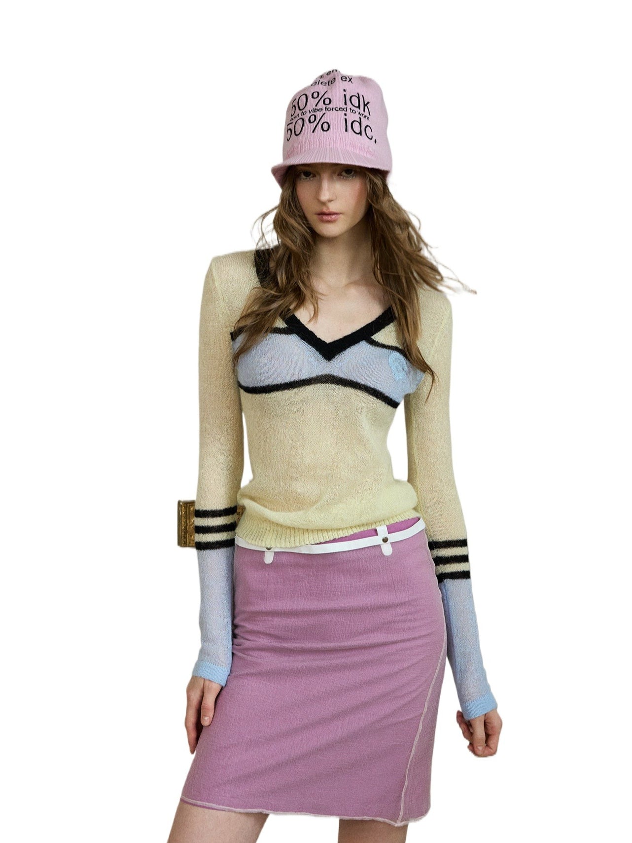 Mohair Embroidered V-neck Top