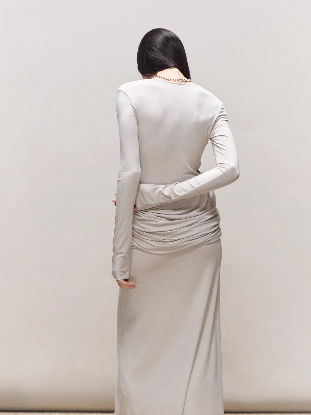 Faux-Two-Piece Halter Sequin Maxi Dress