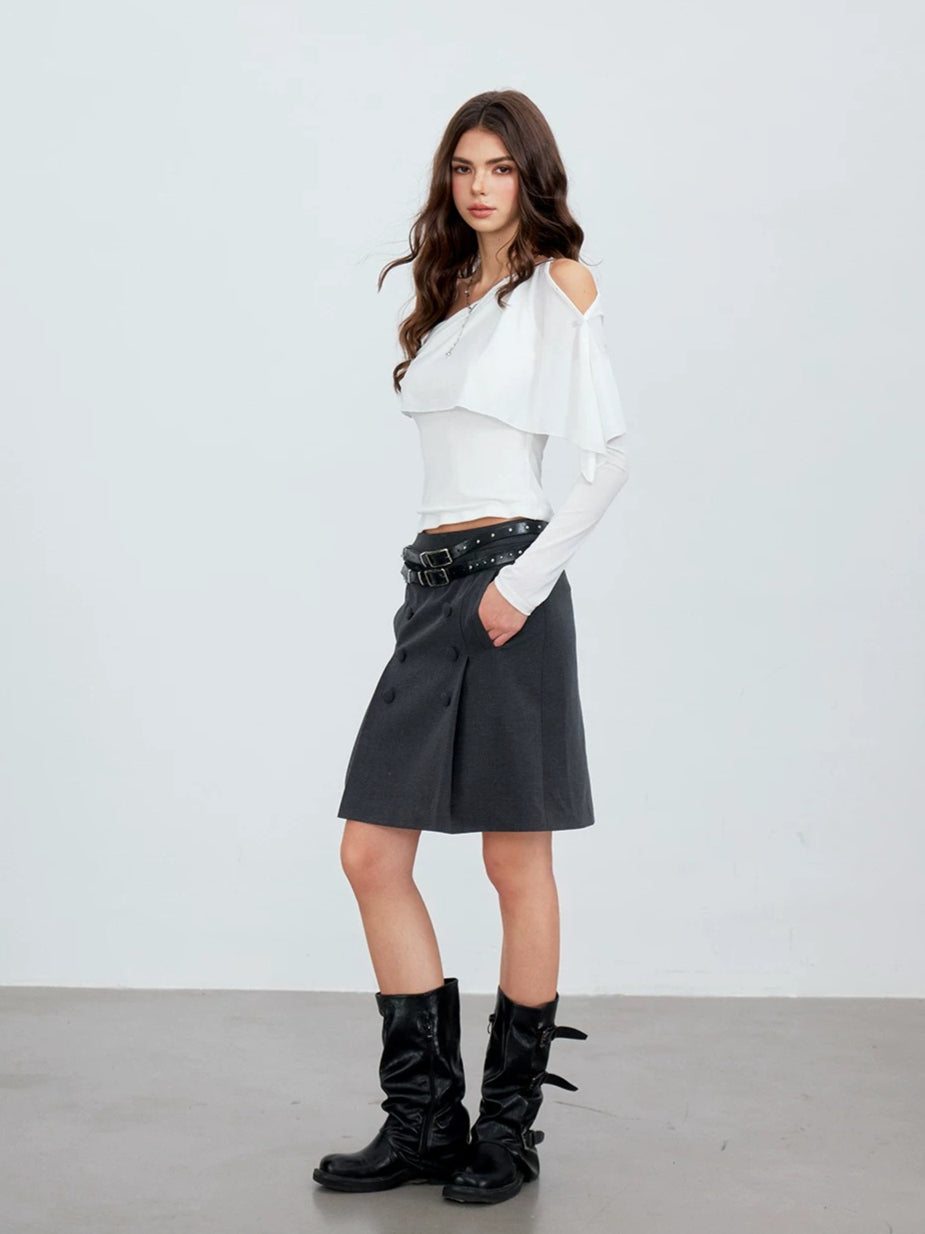Asymmetric Shoulder Draped Top