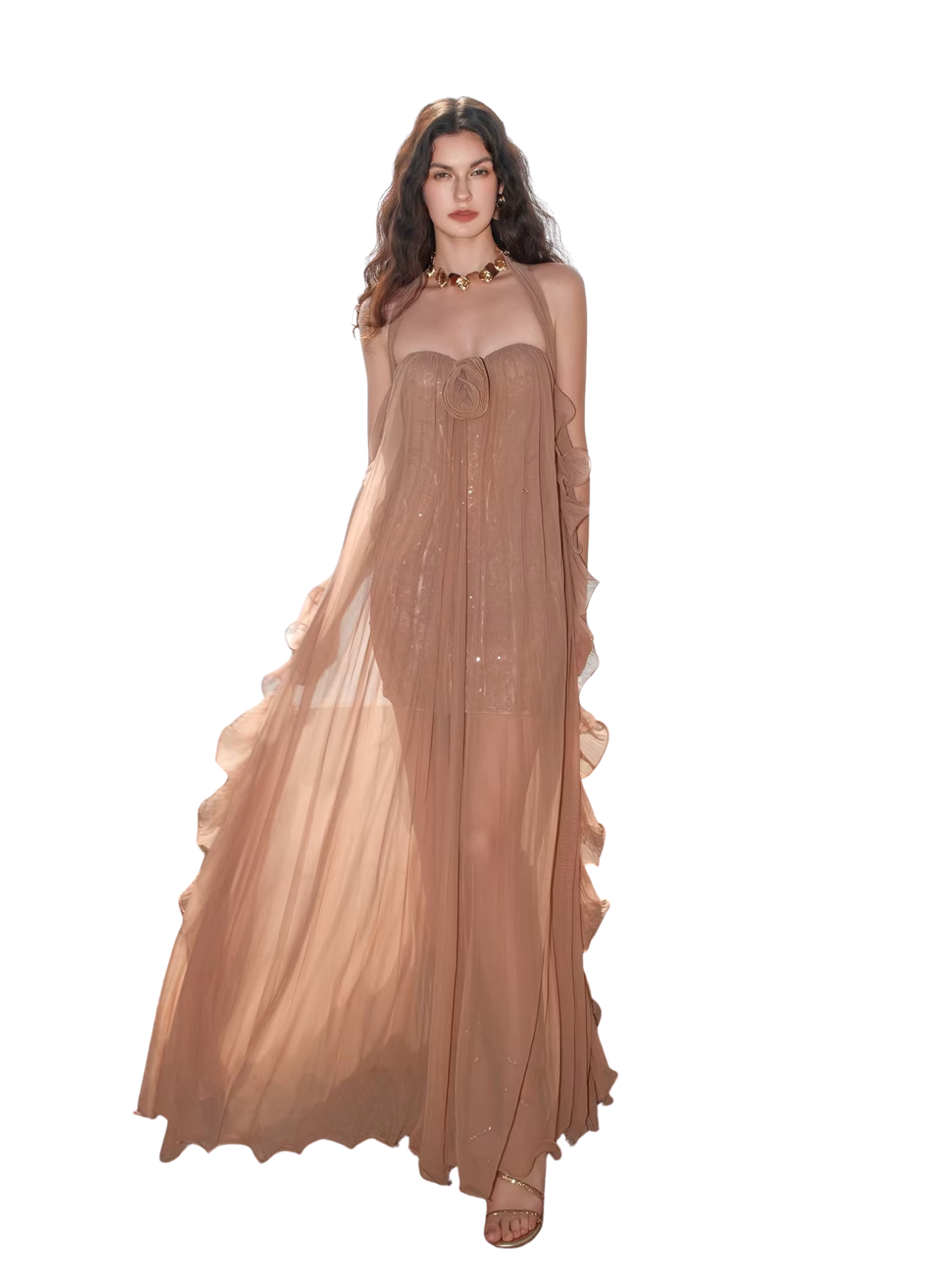 Thessa Mesh Halter Dress