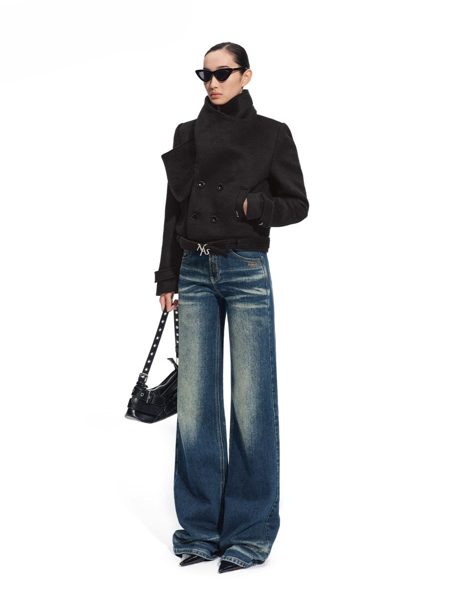 "Ross Series" Wool Scarf-Collar Coat