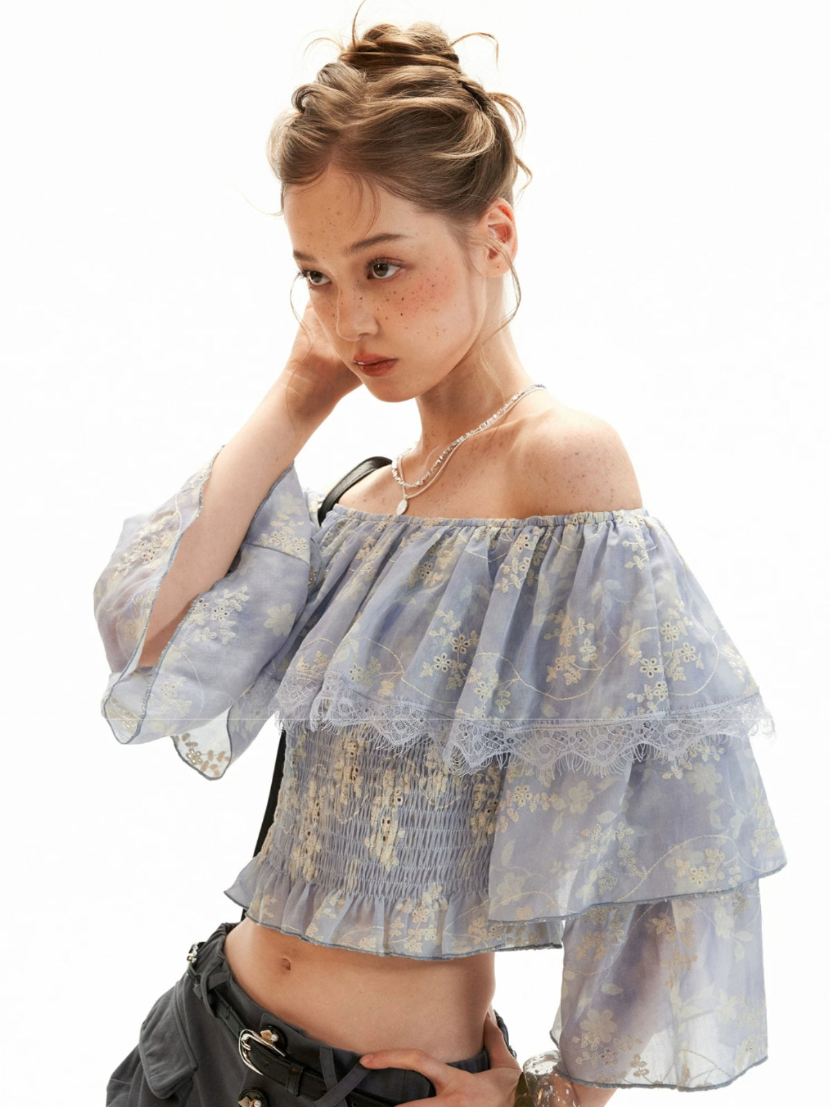 Floral Ruffle Off Shoulder Top