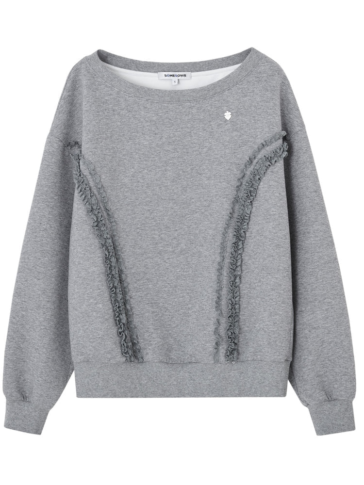 Lace Trim Off-Shoulder Sweatshirt