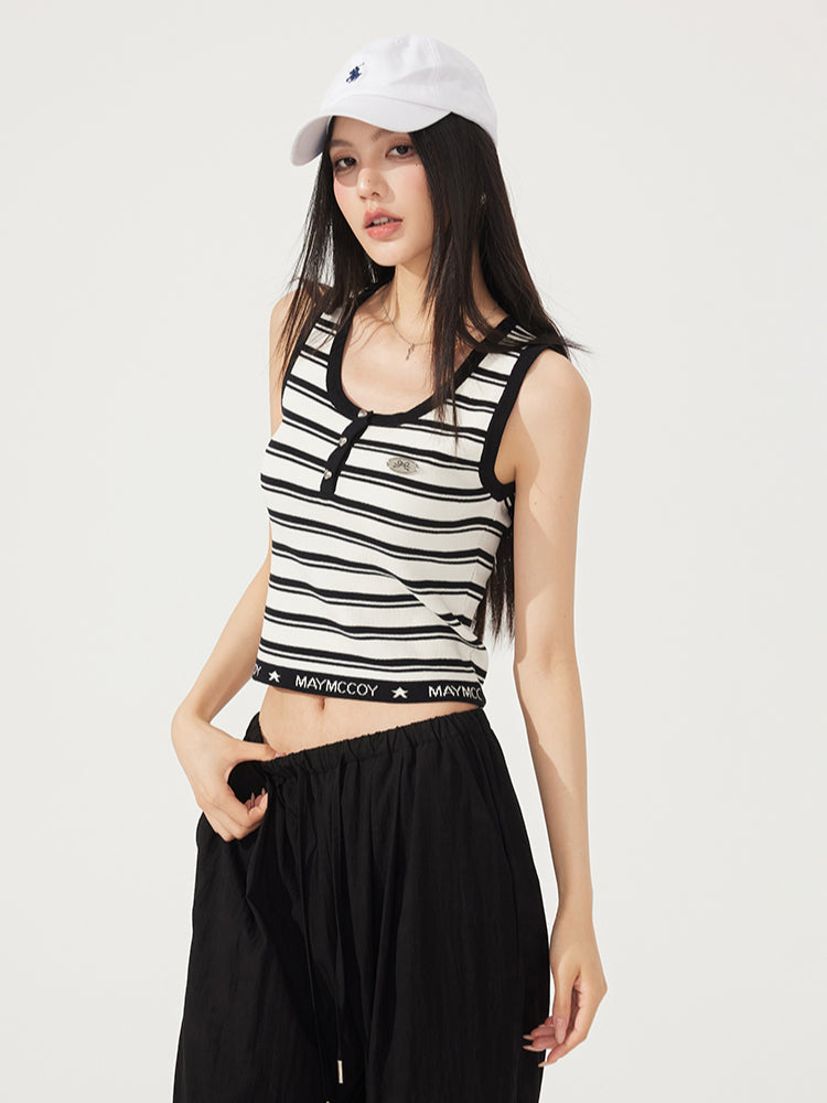 U-neck Striped Knitted Vest